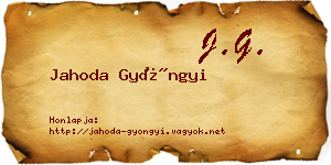 Jahoda Gyöngyi névjegykártya